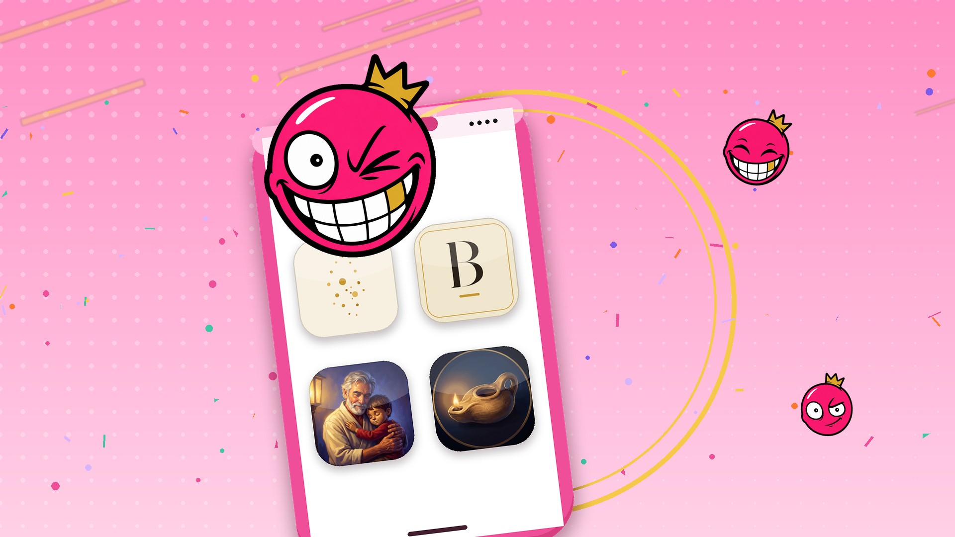 Pop bursting out of a candy phone with confetti